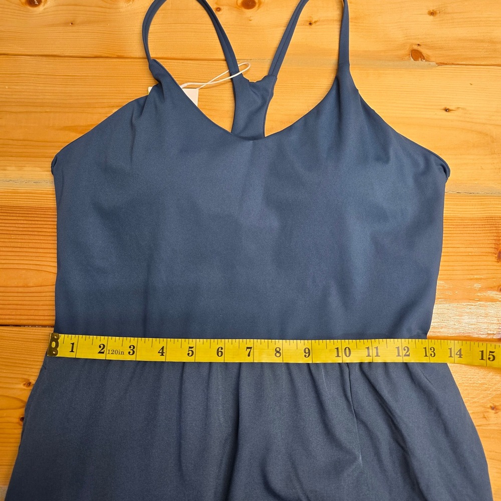 Halara Everyday Midi Chill Dress La Land Womens Medium Blue Nylon Slit Racerback - Picture 11 of 13